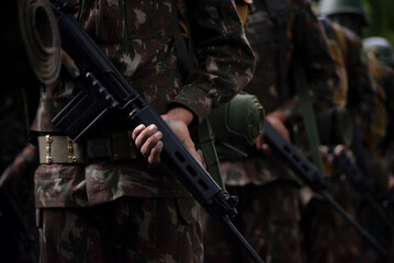 Army soldiers are seen at the Brazilian Independence Day parade in the city of Salvador, Bahia.