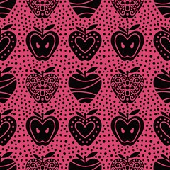 Cartoon fruit seamless lithography apples pattern for wrapping paper and fabrics and linens and kids clothes print