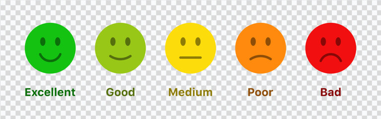 Feedback emoticons emojis. Smiley icon set , happy, neutral, sad, emoji, icon - Customer satisfaction rating scale with good and bad emotions. Vector illustration