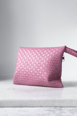 Handmade pink quilted calfskin leather satchel, handmade leather purse, artisan pink leather satchel