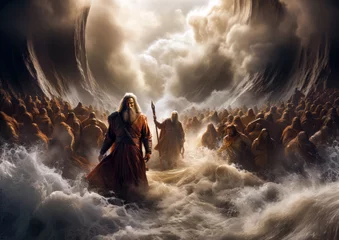 Tuinposter Divine Passage: Moses and the Miraculous Parting of the Red Sea © Jonas