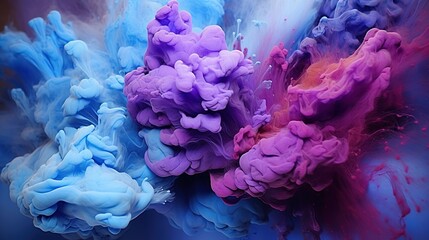 Fototapeta premium smoke explosion ink paint motion color pink blue on glitter dust texture