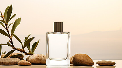 Mockup of a glass perfume bottle - Powered by Adobe