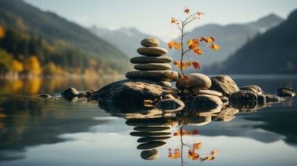 Abstract concept of mindfulness and slow living. Generative AI