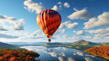 Air balloon floating in the sky. Generative AI
