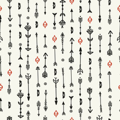 Seamless ethnic arrow pattern. Hand-drawn native background