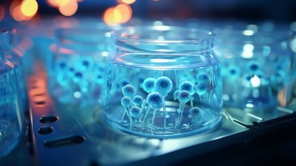 Fototapeta premium Bacterial sample in a laboratory. Generative AI