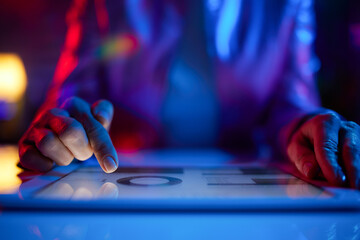 Closeup on woman using tablet PC