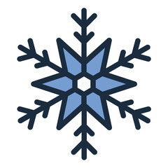 Winter snowflake filled line icon