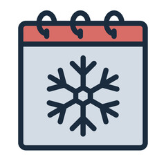 Winter Date Snowflake Calendar filled line icon