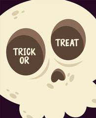 Trendy minimalistic Halloween poster with skeleton and modern typography. Festive background, cover, sale banner, flyer design. Template for advertising, web, social media