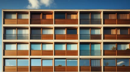 Building with shuttered windows. Generative AI