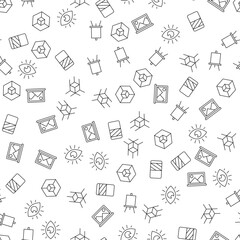 Eye, Eraser, Cube in Corner Vector Seamless Pattern for websites, wrapping, printing backgrounds and other purposes