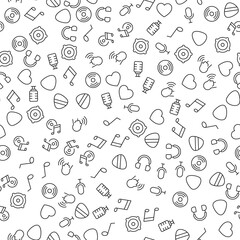 Heart, Microphone, Mediator, Singer, Musical Note Seamless Pattern for printing, wrapping, design, sites, shops, apps