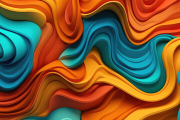 Colorful abstract wallpaper design, featuring various shapes and textures in teal and orange tones,...