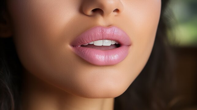 Close up of a womans lips. Generative AI