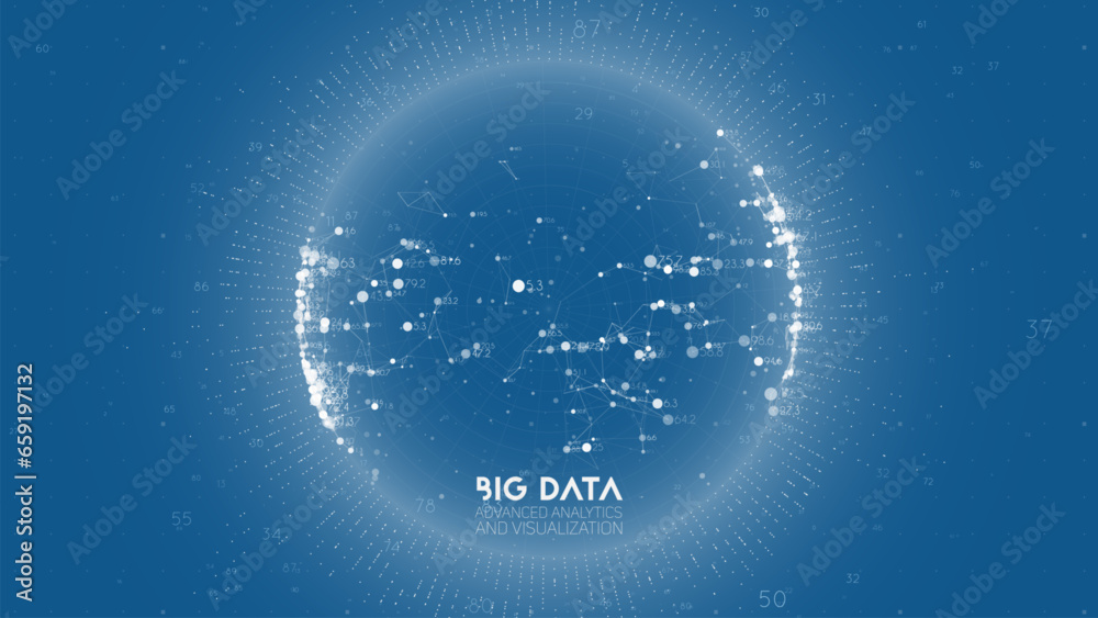 Poster Big data visualization. Futuristic infographic. Information aesthetic design. Visual data complexity. Complex data threads graphic visualization. Abstract data graph.