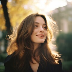 Pretty and lovely European girl with smile, innocence and cleanliness. generative AI