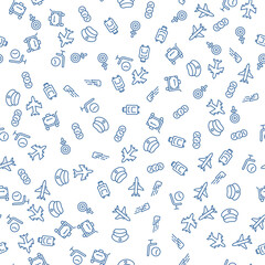 Fototapeta premium Plane, Pilot, Flying Seamless Pattern for printing, wrapping, design, sites, shops, apps