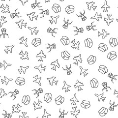 Plane, Pilot, Hat Seamless Pattern for printing, wrapping, design, sites, shops, apps