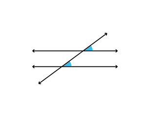 Corresponding angles with parallel lines. Vector illustration.