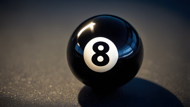 Closeup macro photograph of an eight ball of pool