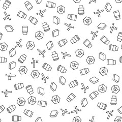 Coffee Cup, Cube, Magic Wand, Eraser Seamless Pattern for printing, wrapping, design, sites, shops, apps
