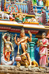 Fototapeta premium Gopuram (tower) of Hindu temple Kapaleeshwarar., Chennai, Tamil Nadu, India