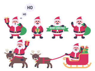 Obraz na płótnie Canvas cute santa cartoon vector collection set