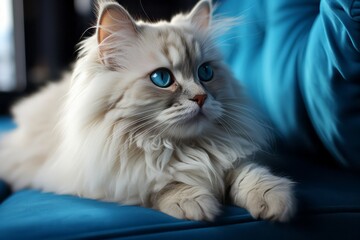 Fototapeta premium white color cute kitten with blue eyes