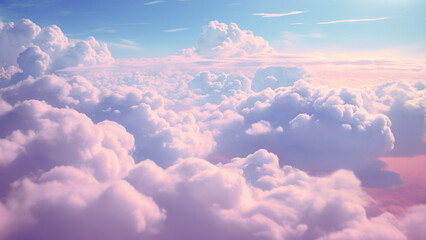 Fototapeta premium Pastel Sky: A Beautiful Blend of Soft Colors in the Clouds, Soft Hues of the Sky: A Pastel Palette in the Clouds.