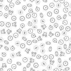 Dollar, Clock, Wristwatch Seamless Pattern for printing, wrapping, design, sites, shops, apps