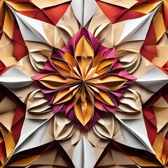 Mandala pattern with an origami texture
