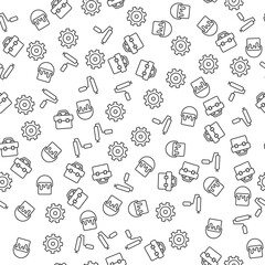 Gear, Cogwheel, Paint roller, Dye, Suitcase Seamless Pattern for printing, wrapping, design, sites, shops, apps
