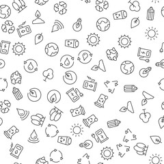 Gas Station, Light Bulb, Trash Can, Eco, Recycle Seamless Pattern for printing, wrapping, design, sites, shops, apps