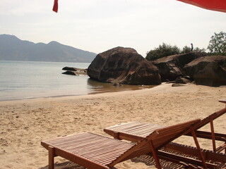 Beach chair near the sea on Brazil  