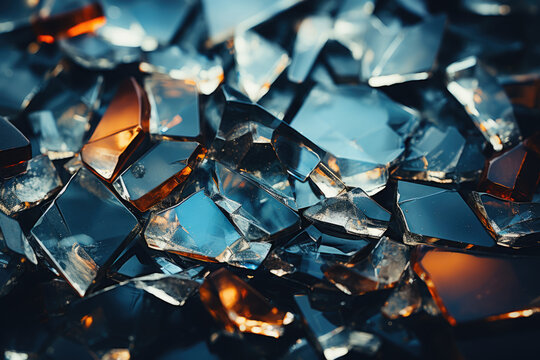 A shattered glass windowpane reflecting fragmented images of the world outside, distorting reality into abstraction. Concept of fractured perspectives. Generative Ai.