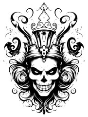 Joker Death Girl's Face Skull Skeleton Tattoo Print Stamp Holiday of the Dead Halloween