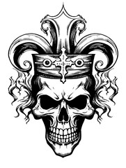 Joker Death Girl's Face Skull Skeleton Tattoo Print Stamp Holiday of the Dead Halloween