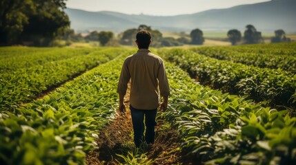 farmer waling on the field