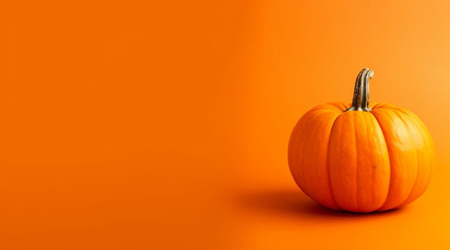 an minimalist orange Pumpking background with copy space