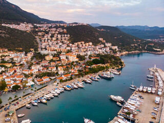 Obraz premium Flying over the resort city Kas. Turkey