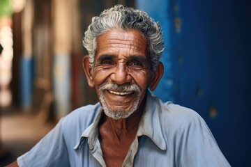Smiling senior mixed race Caribbean man looking at the camera