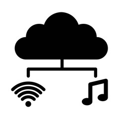 
Music cloud streaming icon, simple online music illustration isolated on white background.
