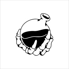 vector illustration of a hand holding a potion