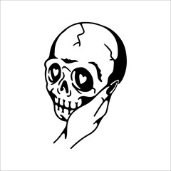 vector illustration of a hand holding a skull