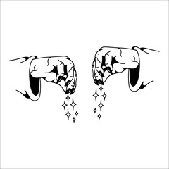 vector illustration of hand sprinkling cooking spices concept