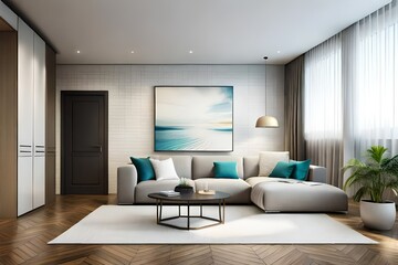 Naklejka na ściany i meble modern living room interior with sofa