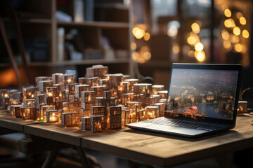 A person scrolling through an e-commerce website featuring products from around the world, showcasing the convenience of global online shopping. Concept of e-commerce globalization. Generative Ai.