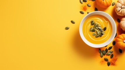 Pumpkin soup in a cup on a clean background. minimalism. vegetarian orange cream soup. dietary winter dish.